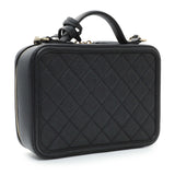 Chanel Black Caviar Quilted Medium CC Filigree Vanity Case Handbags Chanel