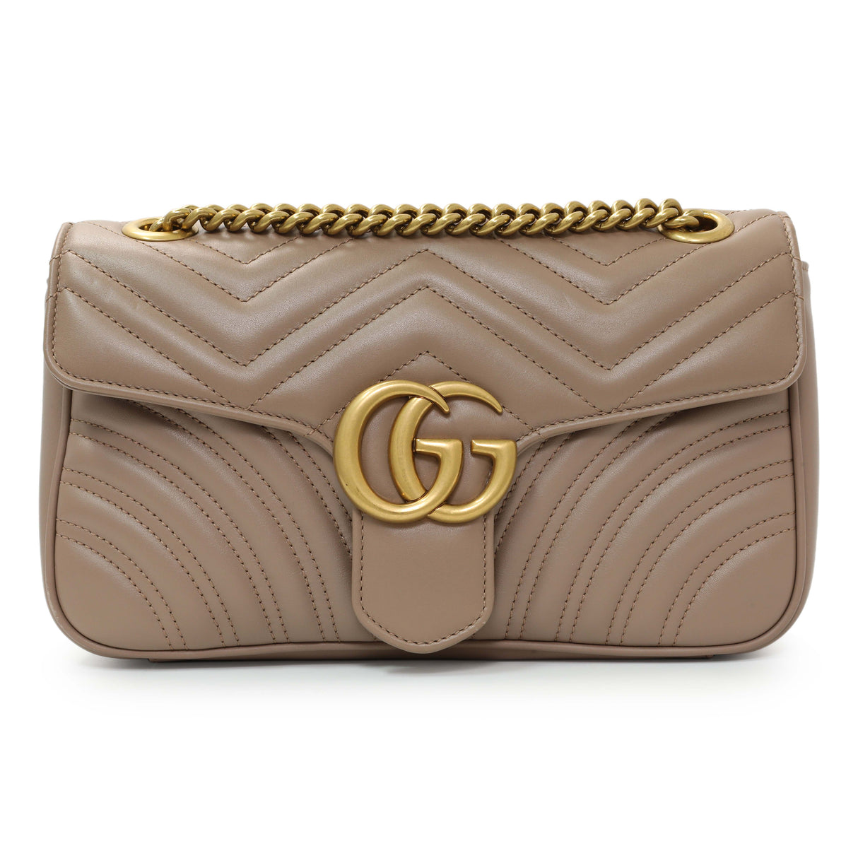 Gucci Porcelain Rose Calfskin Matelasse Small GG Marmont Shoulder Bag Handbags Gucci