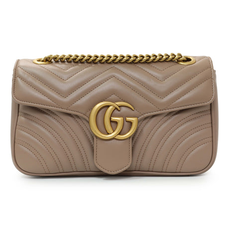 Gucci Porcelain Rose Calfskin Matelasse Small GG Marmont Shoulder Bag Handbags Gucci