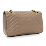 Gucci Porcelain Rose Calfskin Matelasse Small GG Marmont Shoulder Bag Handbags Gucci