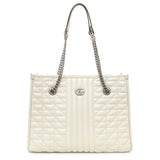 Gucci Cream Calfskin Matelasse Medium GG Marmont Shopping Tote Handbags Gucci