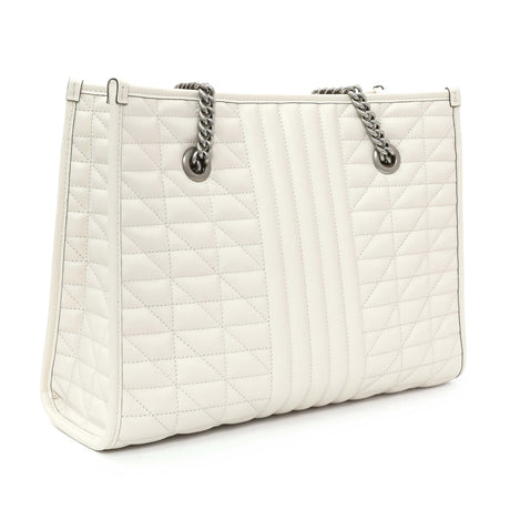 Gucci Cream Calfskin Matelasse Medium GG Marmont Shopping Tote Handbags Gucci