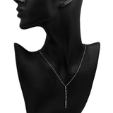 18K White Gold Diamond Cut Lariat Necklace