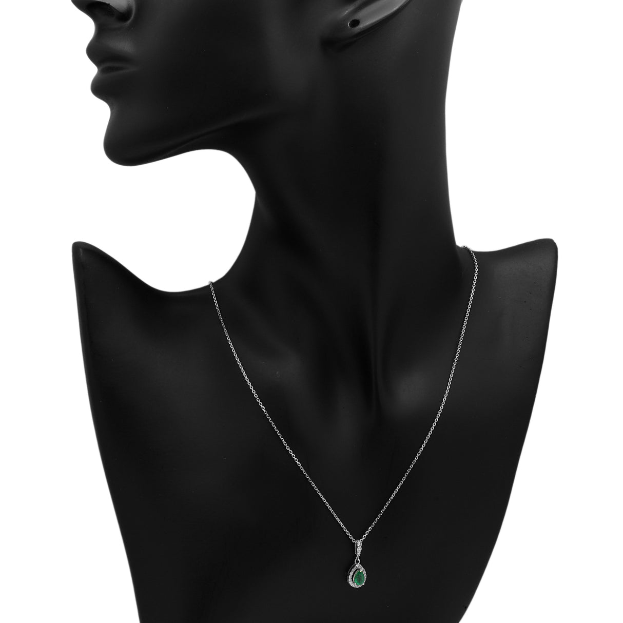 18K White Gold Emerald Pendant