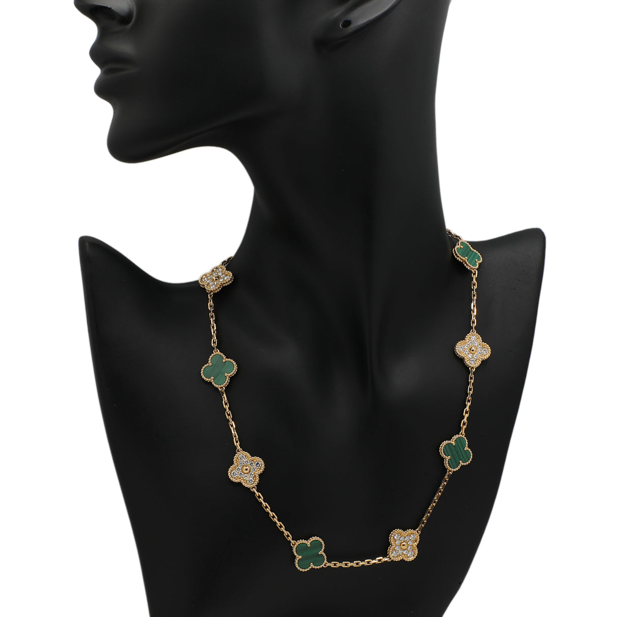 Van Cleef & Arpels 18K Yellow Gold 10 Motifs Vintage Alhambra Necklace