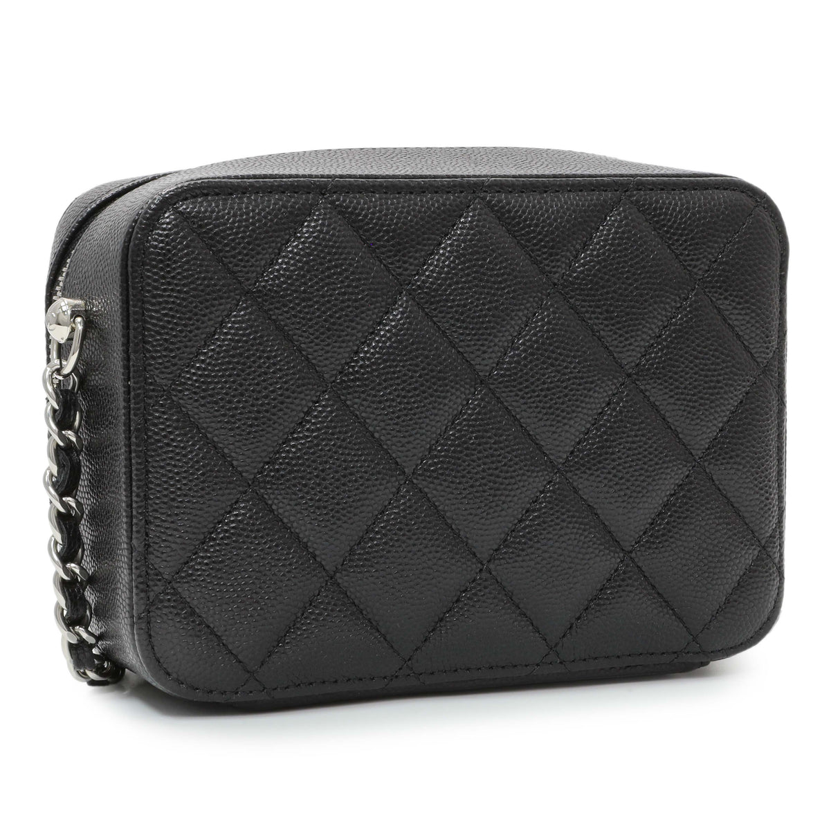 Chanel Black Quilted Caviar CC Vanity Case with Chain Handbags Chanel