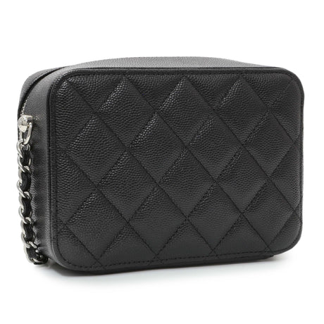 Chanel Black Quilted Caviar CC Vanity Case with Chain Handbags Chanel