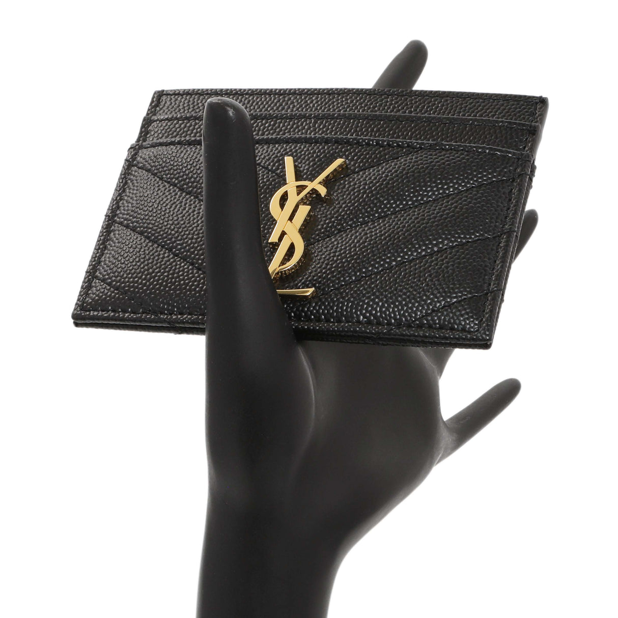 Saint Laurent Grain De Poudre Matelasse Chevron Monogram Card Case Accessories Saint Laurent