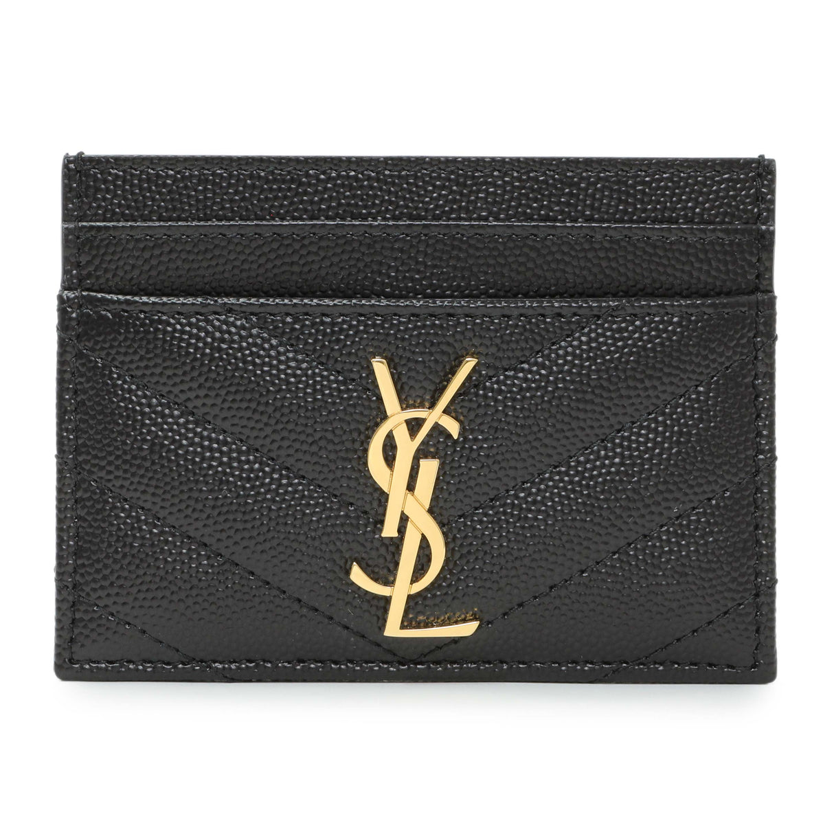 Saint Laurent Grain De Poudre Matelasse Chevron Monogram Card Case Accessories Saint Laurent