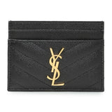 Saint Laurent Grain De Poudre Matelasse Chevron Monogram Card Case Accessories Saint Laurent