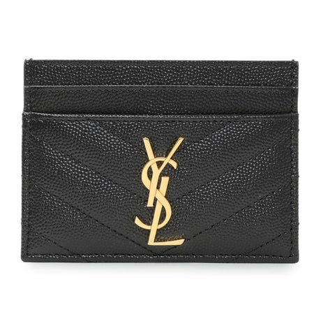 Saint Laurent Grain De Poudre Matelasse Chevron Monogram Card Case Accessories Saint Laurent