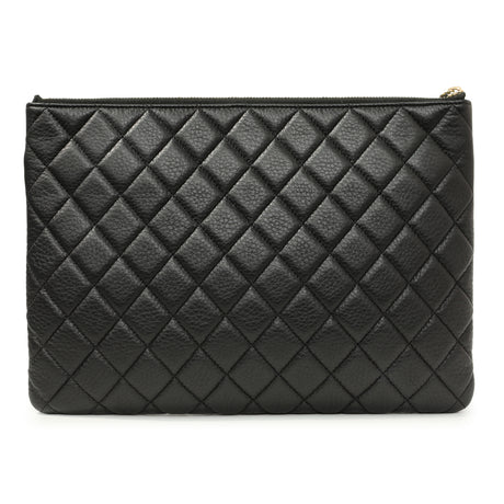 Grained Black Quilted Calfskin Archi Chic Cosmetic Case