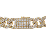 14K Yellow Gold 6.48 Carat Pave Curb Link Bracelet