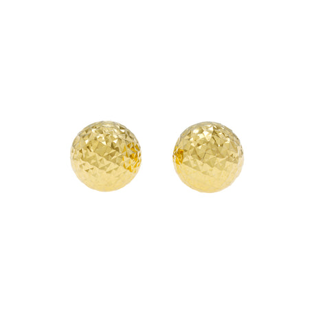 18K Yellow Gold Diamond Cut Ball Stud Earrings Fine Jewellery Modaselle