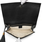 Gucci Black Leather Medium GG Soho Tassel Clutch Handbags Gucci