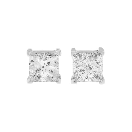 14K White Gold 6.06 Carat Princess Cut Diamond Stud Earrings Fine Jewellery Modaselle