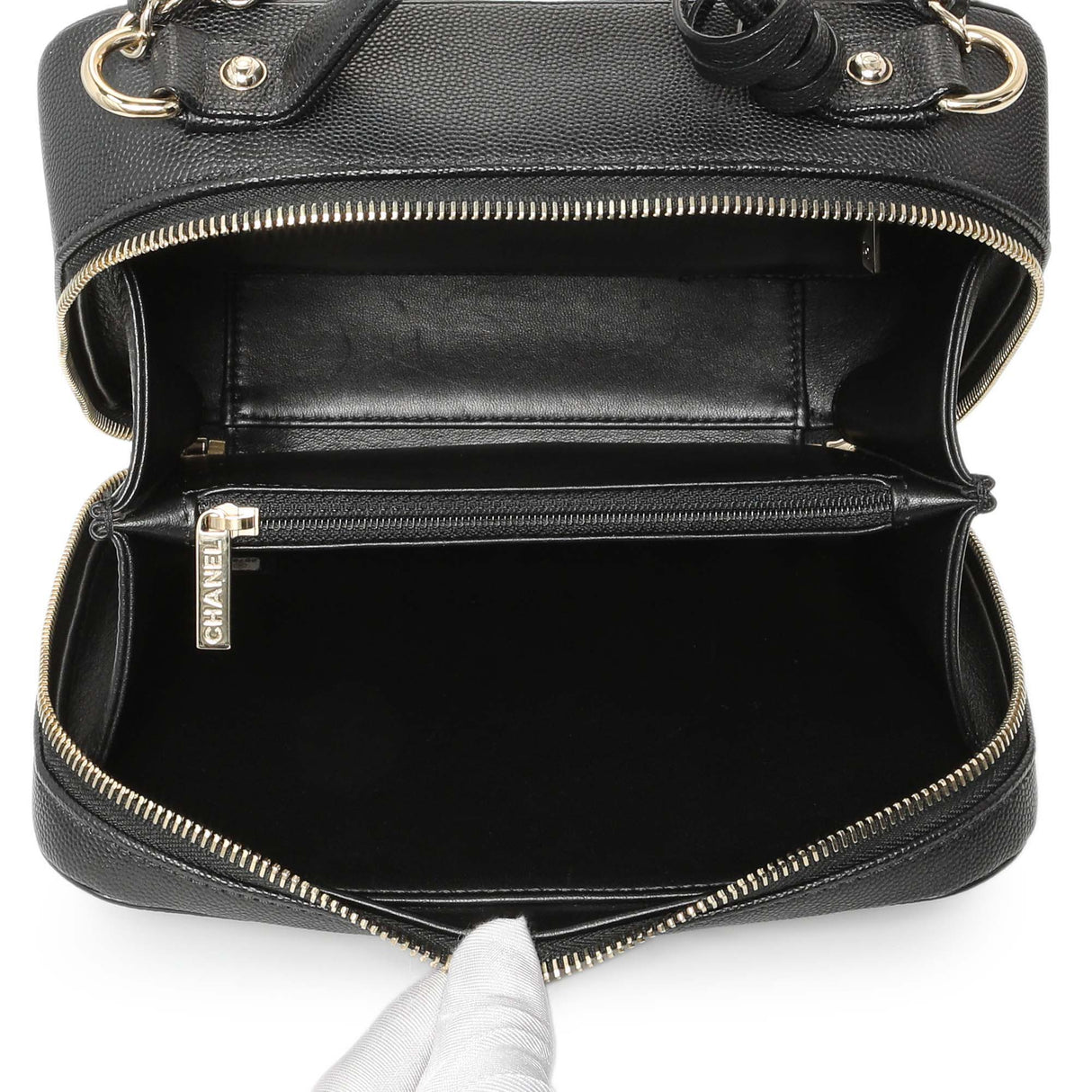 Chanel Black Caviar Quilted Medium CC Filigree Vanity Case Handbags Chanel