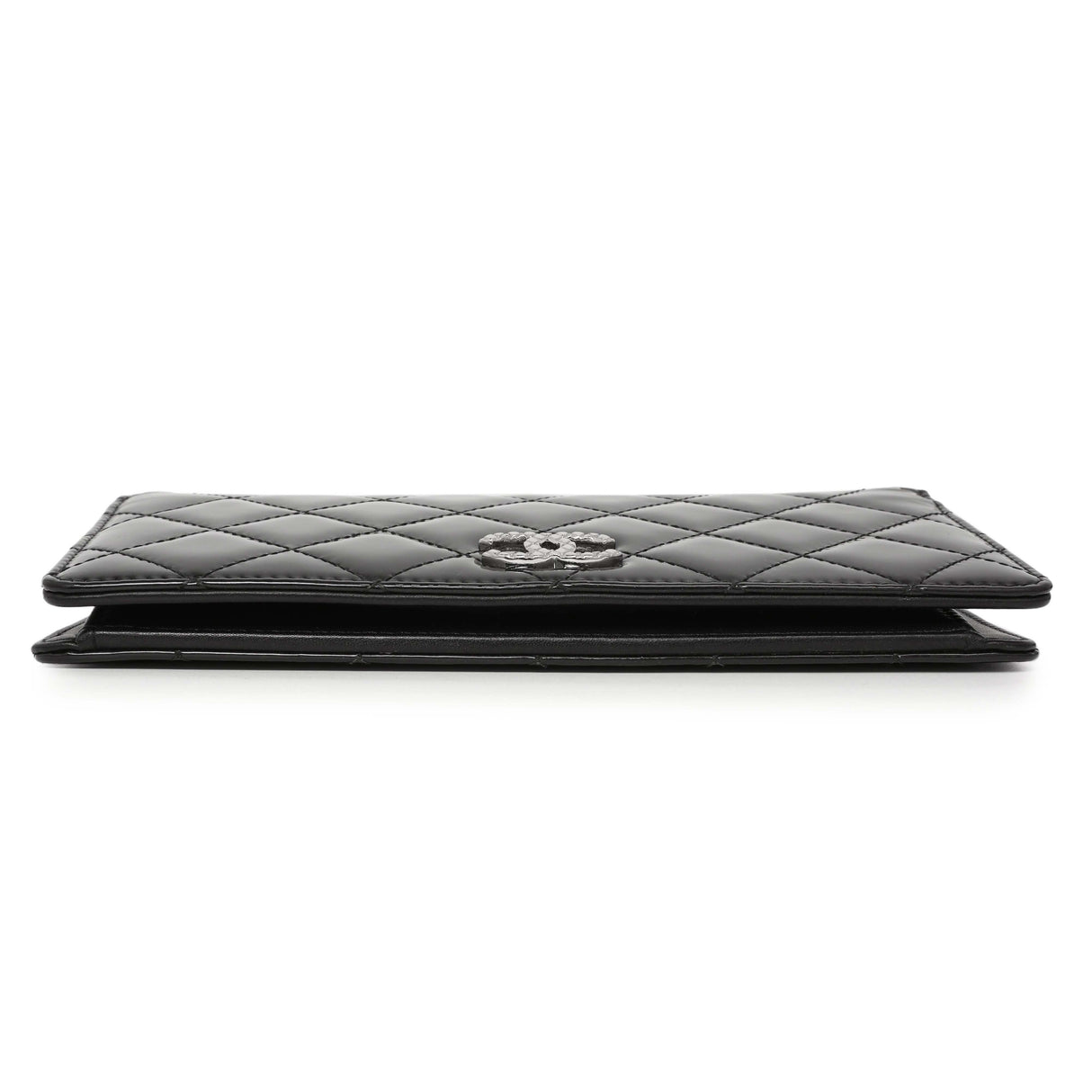 Chanel Black Quilted Patent Yen Wallet