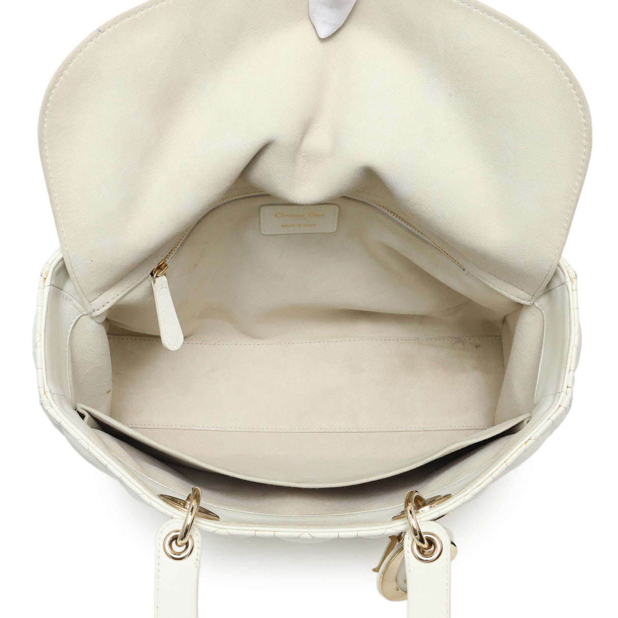 Christian Dior White Lambskin Cannage Large Lady Dior Handbags Christian Dior