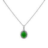 18K White Gold Cabochon Jadeite Diamond Pendant Fine Jewellery Modaselle
