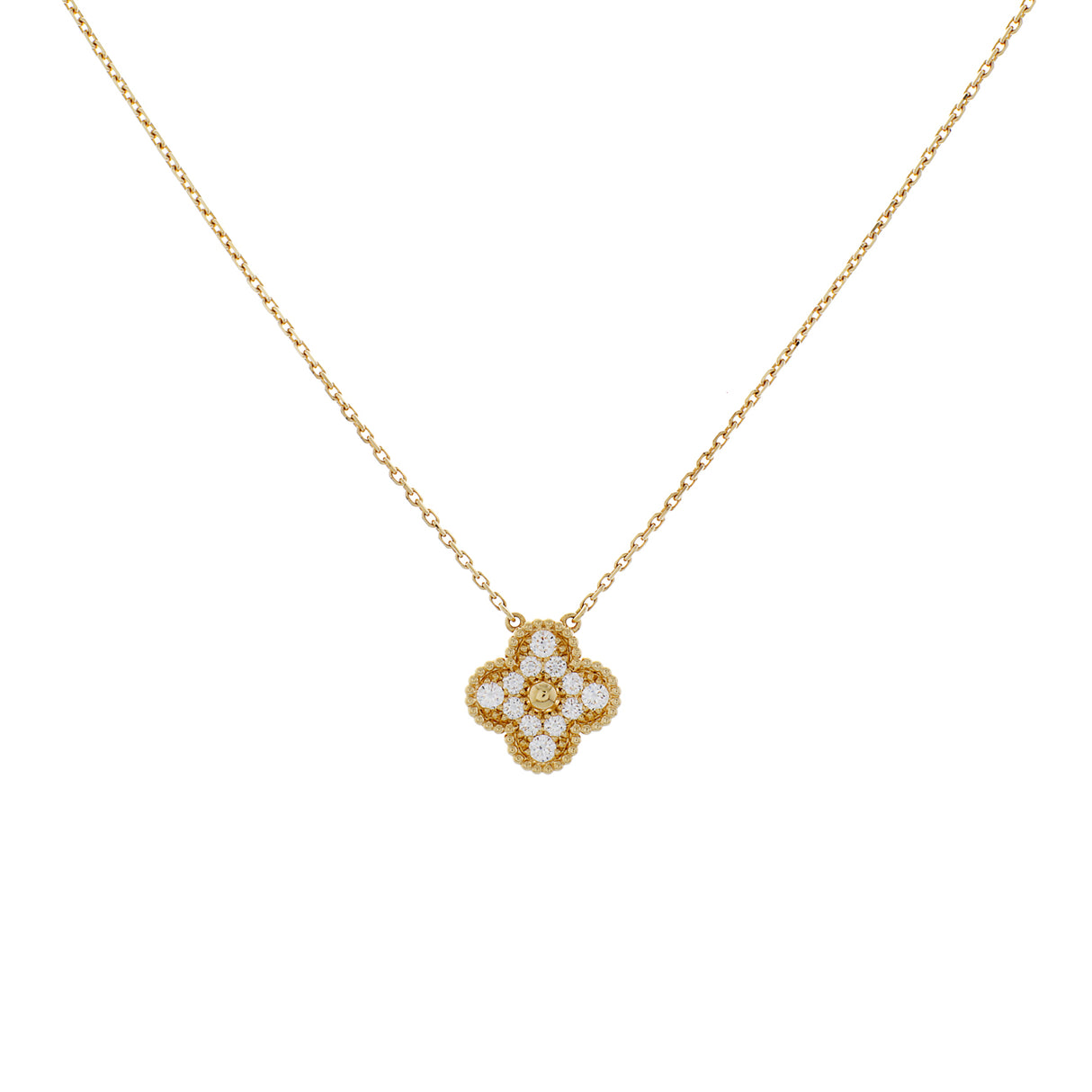 Van Cleef & Arpels 18K Yellow Gold Diamond Vintage Alhambra Pendant Necklace Designer Jewellery Van Cleef and Arpels
