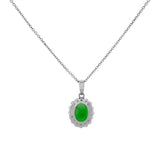 18K White Gold Cabochon Jadeite Diamond Pendant Fine Jewellery Modaselle