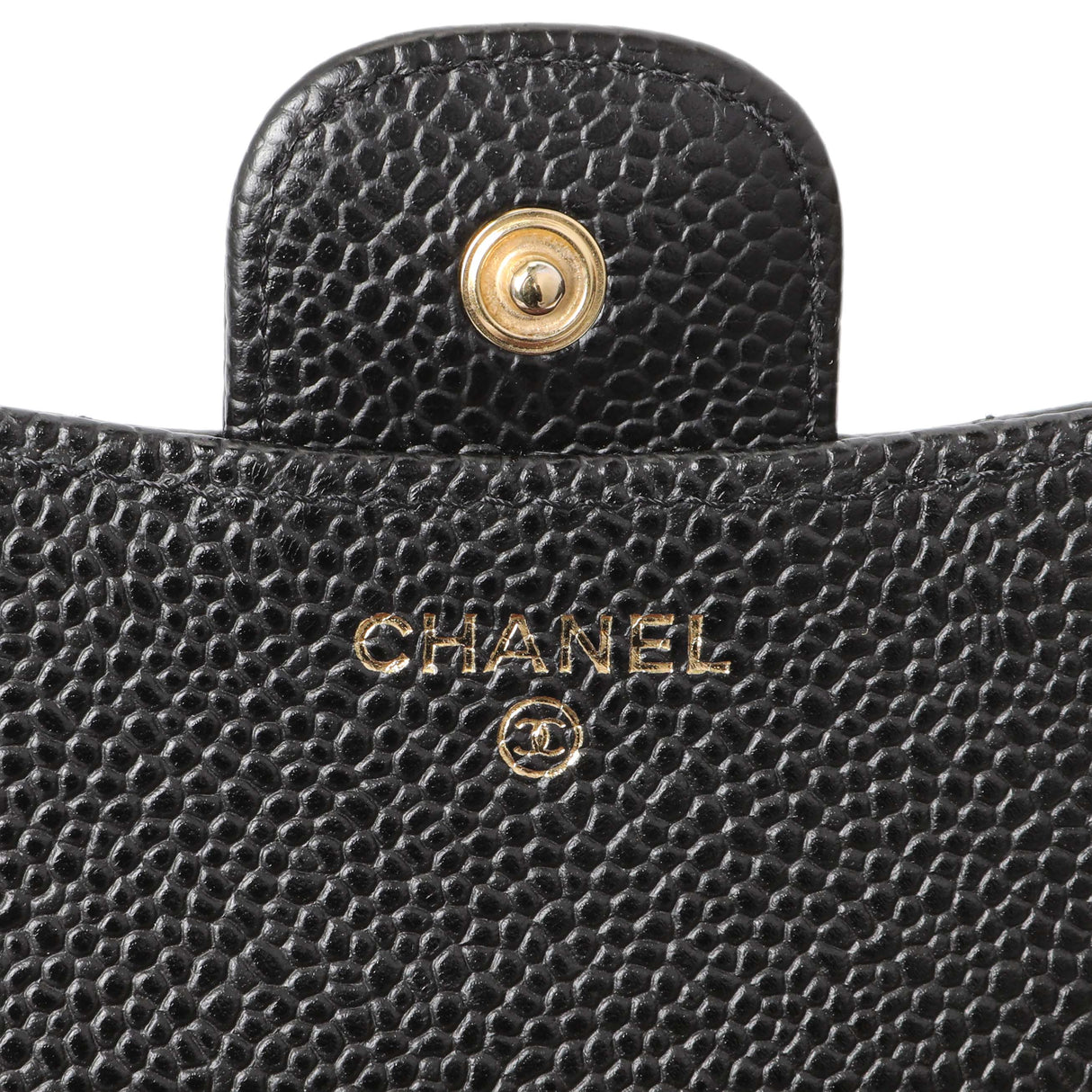 Chanel Black Quilted Caviar Compact Flap Wallet