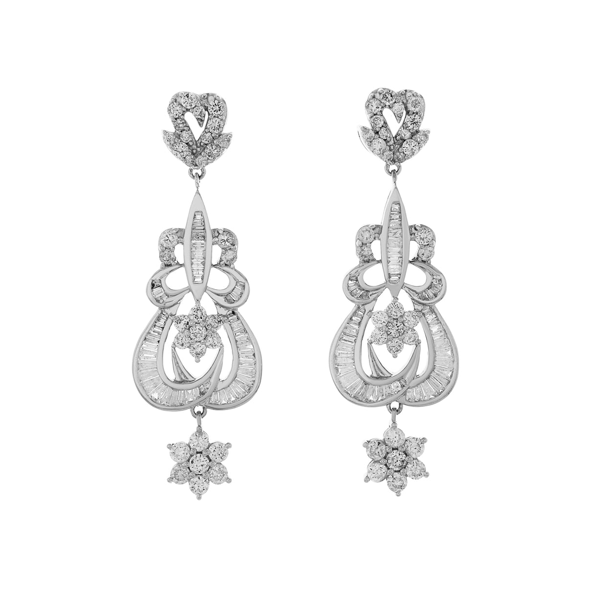 18K White Gold 2.89 Carat Diamond Drop Earrings Fine Jewellery Modaselle