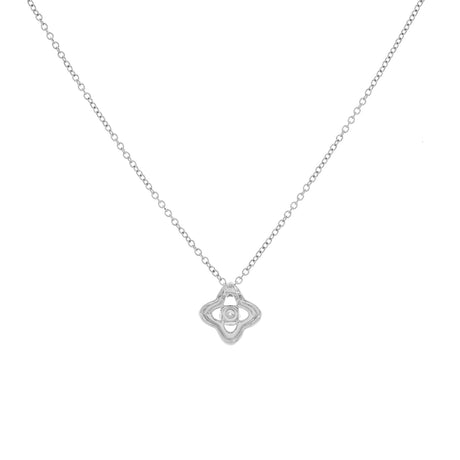 David Yurman 18K White Gold Diamond Venetian Quatrefoil Pendant Necklace Designer Jewellery David Yurman