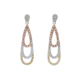 14K Tri-Tone Gold Diamond Drop Earrings Fine Jewellery Modaselle