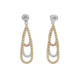 14K Tri-Tone Gold Diamond Drop Earrings Fine Jewellery Modaselle