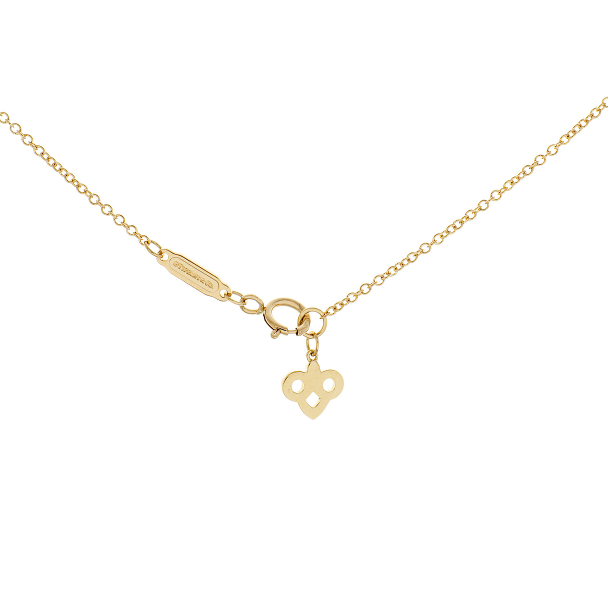 Tiffany & Co. 18K Yellow Gold Diamond Carnelian Fleur de Lis Pendant Necklace Designer Jewellery Tiffany and Co