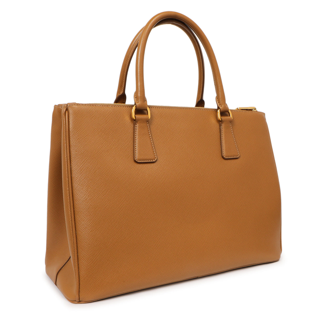 Prada Caramel Saffiano Medium Galleria Double Zip Tote