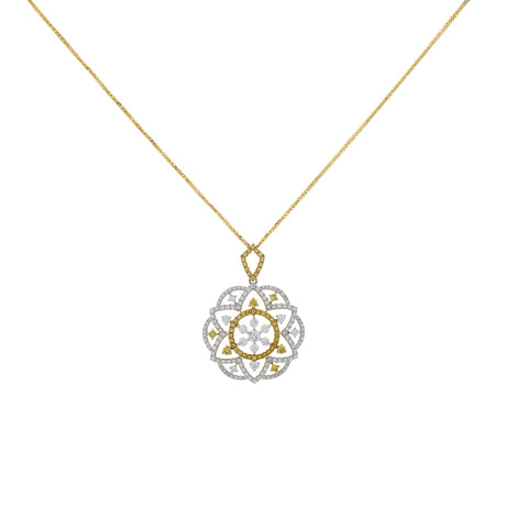 18K White/Yellow Gold 2.25 Carat Blossom Frame Pendant Fine Jewellery Modaselle