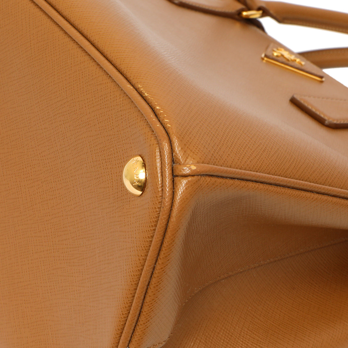 Prada Caramel Saffiano Medium Galleria Double Zip Tote