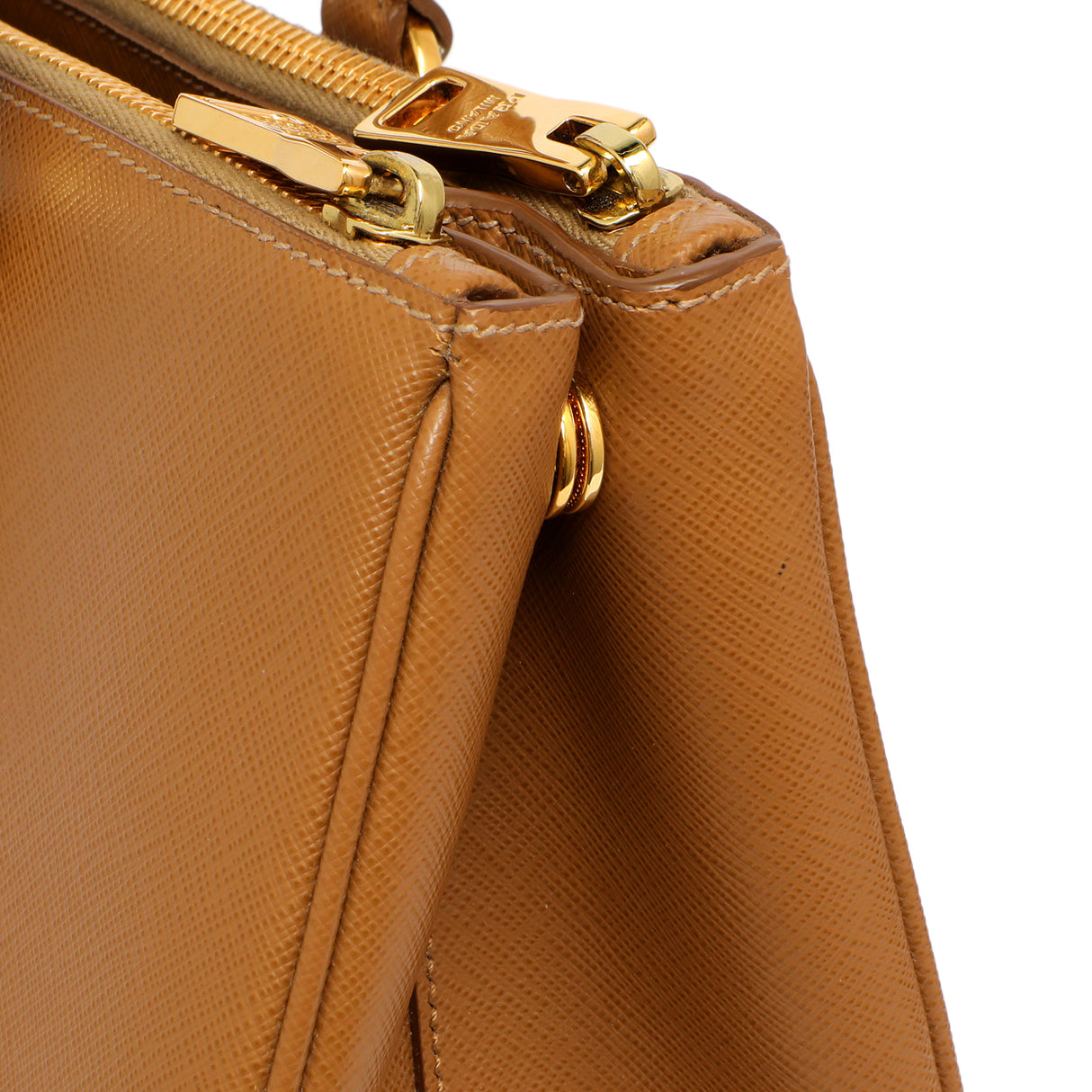 Prada Caramel Saffiano Medium Galleria Double Zip Tote