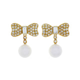 18K Yellow Gold South Sea Pearl Bow Earrings Fine Jewellery Modaselle