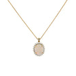 14K Yellow Gold 4.88 Carat Oval Cabochon Opal Diamond Pendant Fine Jewellery Modaselle