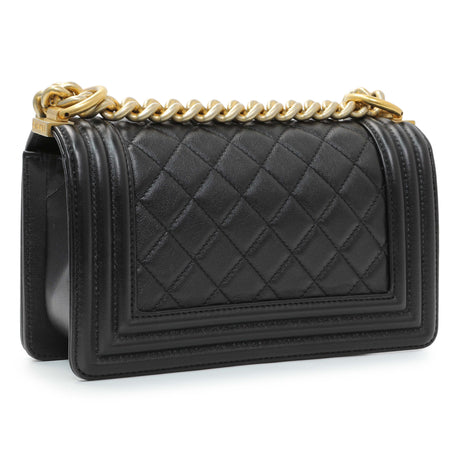 Chanel Black Quilted Lambskin Small Boy Bag Handbags Chanel