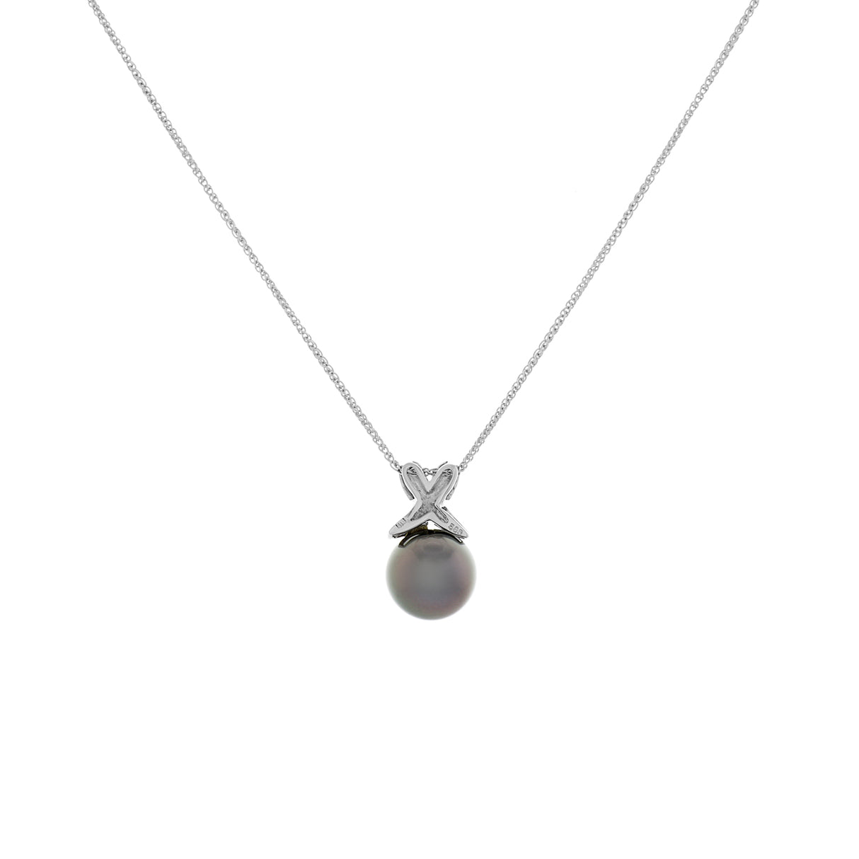 14K White Gold 10.7mm Tahitian Black Pearl Pendant Fine Jewellery Modaselle