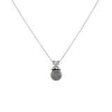 14K White Gold 10.7mm Tahitian Black Pearl Pendant Fine Jewellery Modaselle