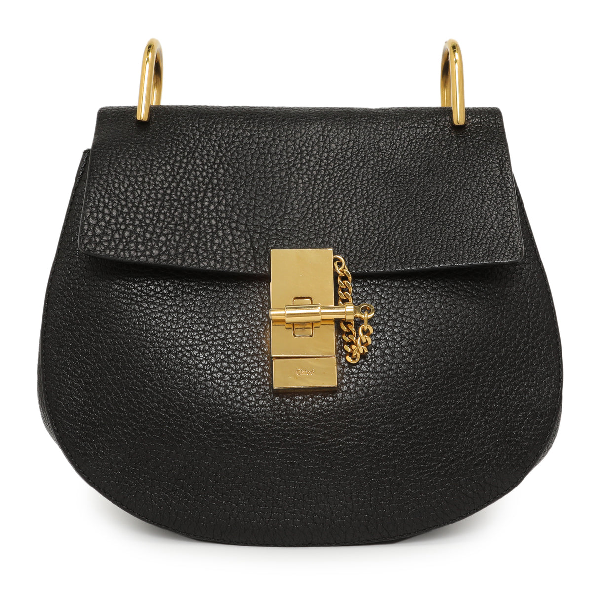 Chloe Black Grained Lambskin Drew Shoulder Bag