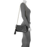 Gucci Black Pebbled Calfskin Medium Soho Flap Crossbody Handbags Gucci