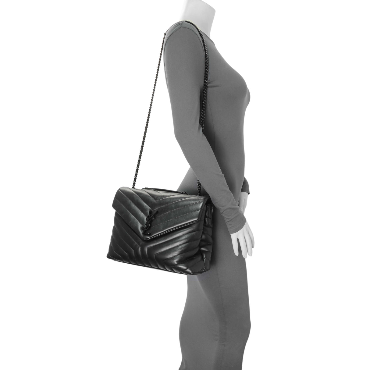 Saint Laurent Black Calfskin Medium Loulou Handbags Saint Laurent