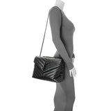 Saint Laurent Black Calfskin Medium Loulou Handbags Saint Laurent