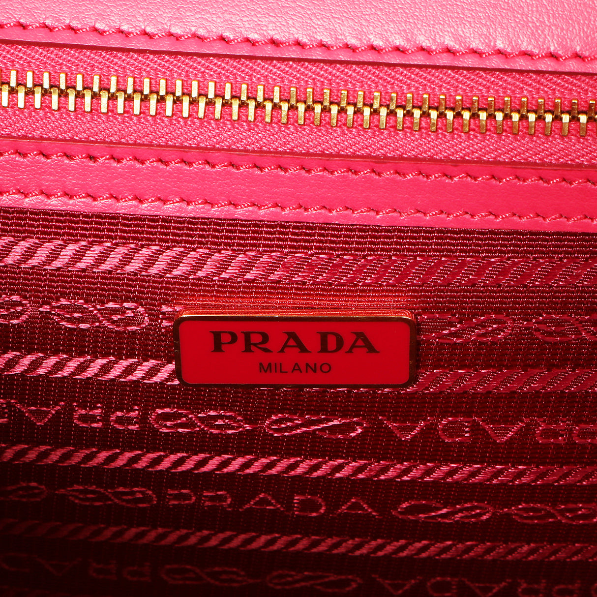 Prada Pink Soft Calf Chevron Impunture Flap Bag