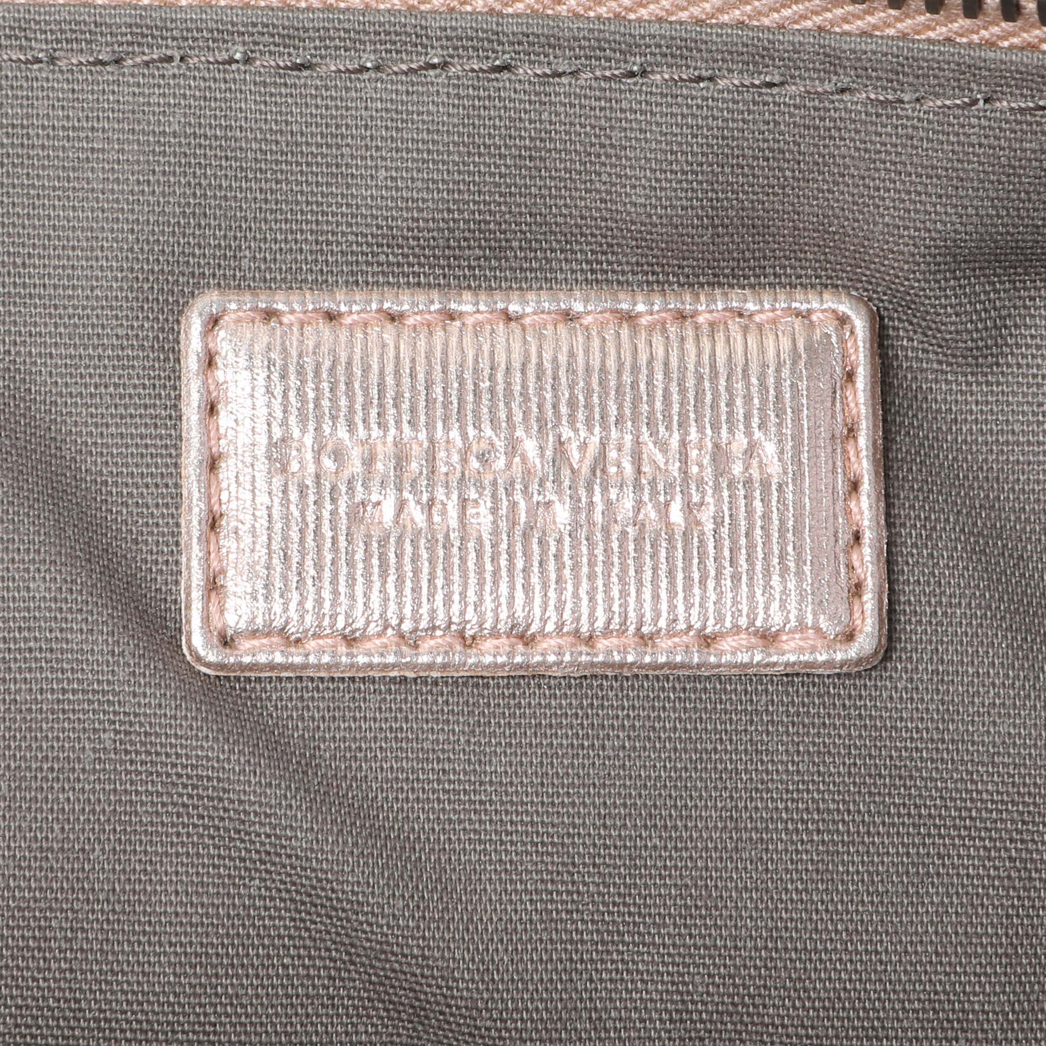 Bottega Veneta Metallic Pink Nappa Intrecciato Zipped Flat Pouch