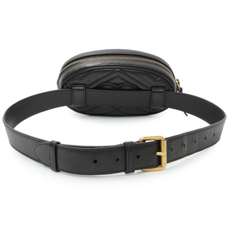 Gucci Black Calfskin Matelasse GG Marmont Belt Bag Handbags Gucci