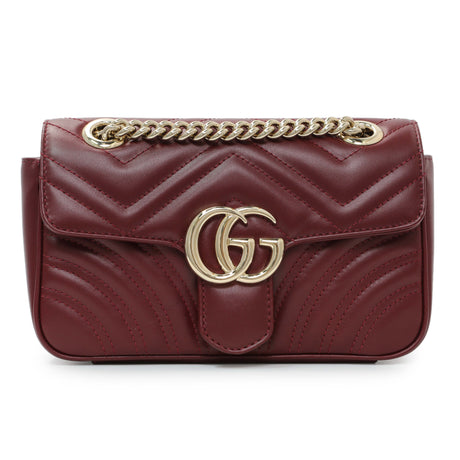Gucci Rosso Ancora Lambskin Matelasse Small GG Marmont Shoulder Bag Handbags Gucci