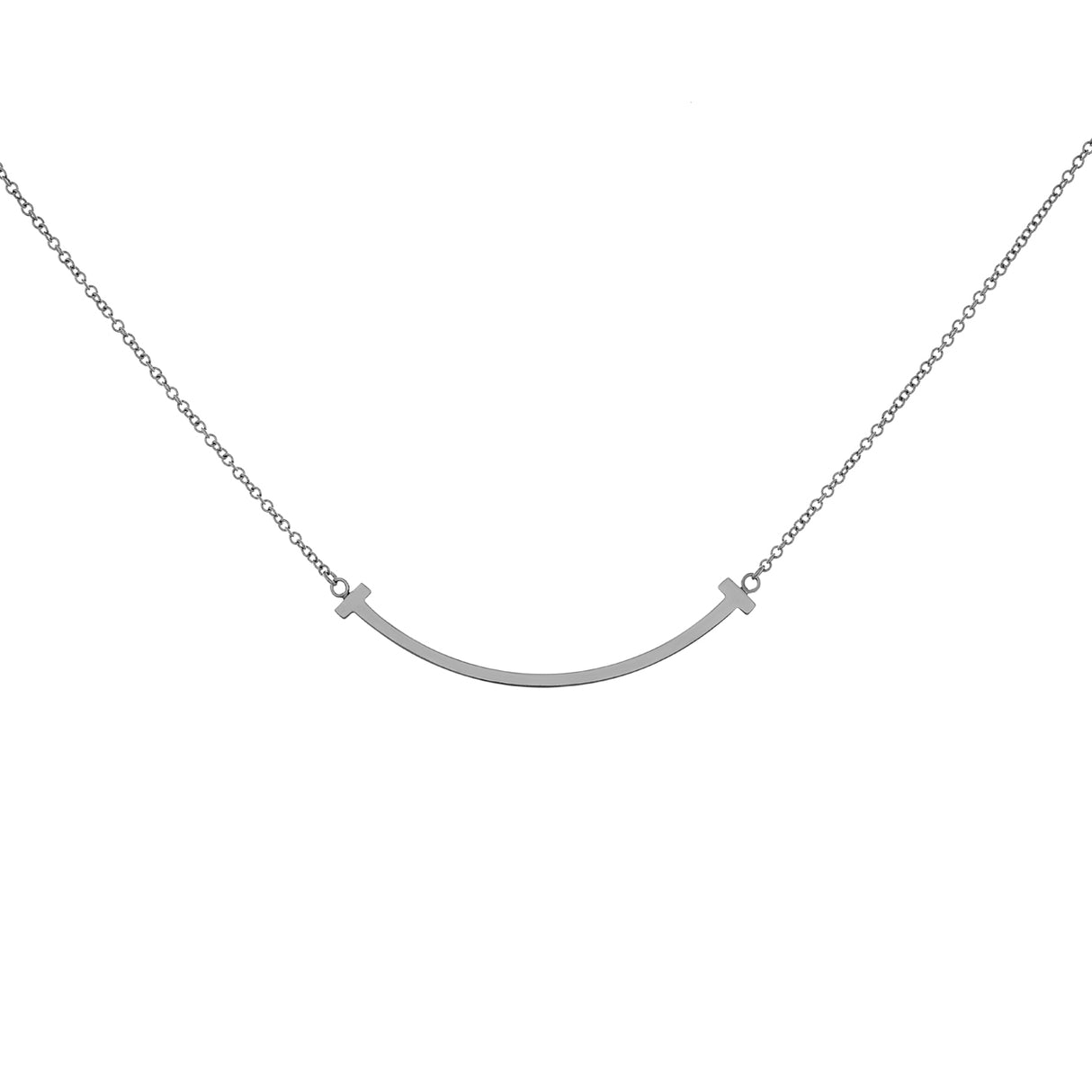 Tiffany & Co. 18K White Gold Small T Smile Pendant Designer Jewellery Tiffany and Co
